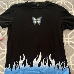 Black and Blue Butterfly Flame Men's Shirt
